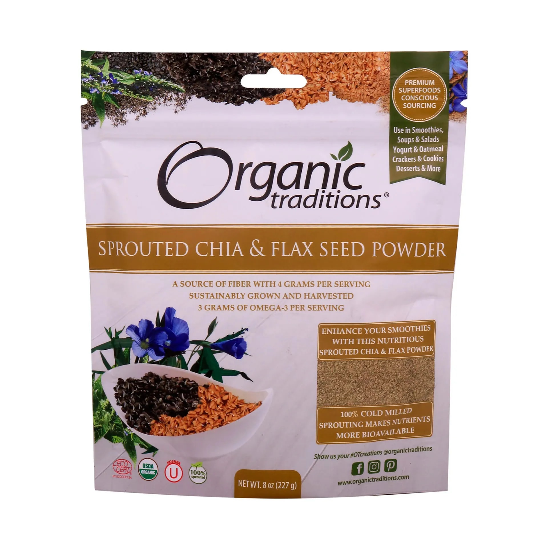 Sprouted Chia & Flax Seed Powder (227g)