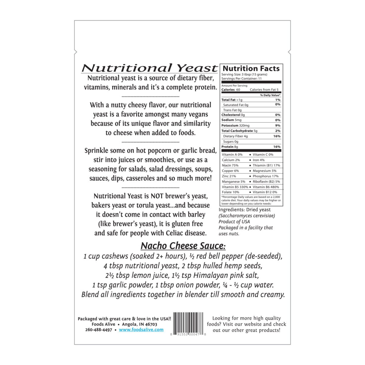 Foods Alive, Non-Fortified Nutritional Yeast (170 g) - Image 2