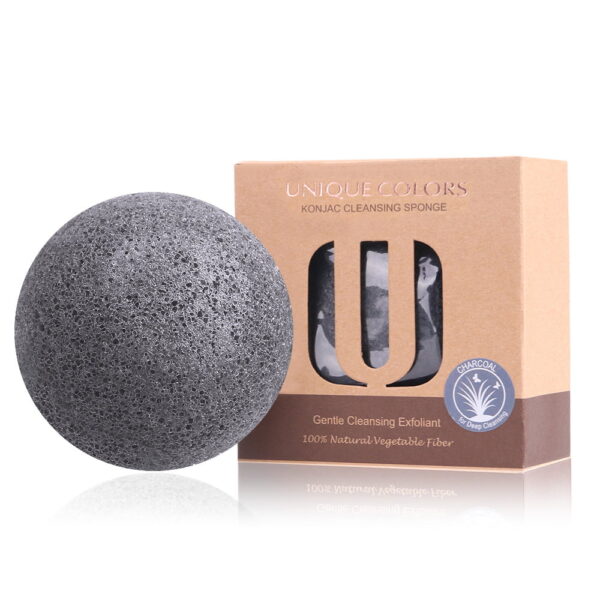 Unique Colors Face Cleansing Konjac Sponge - Activated Charcoal (Round Shape)