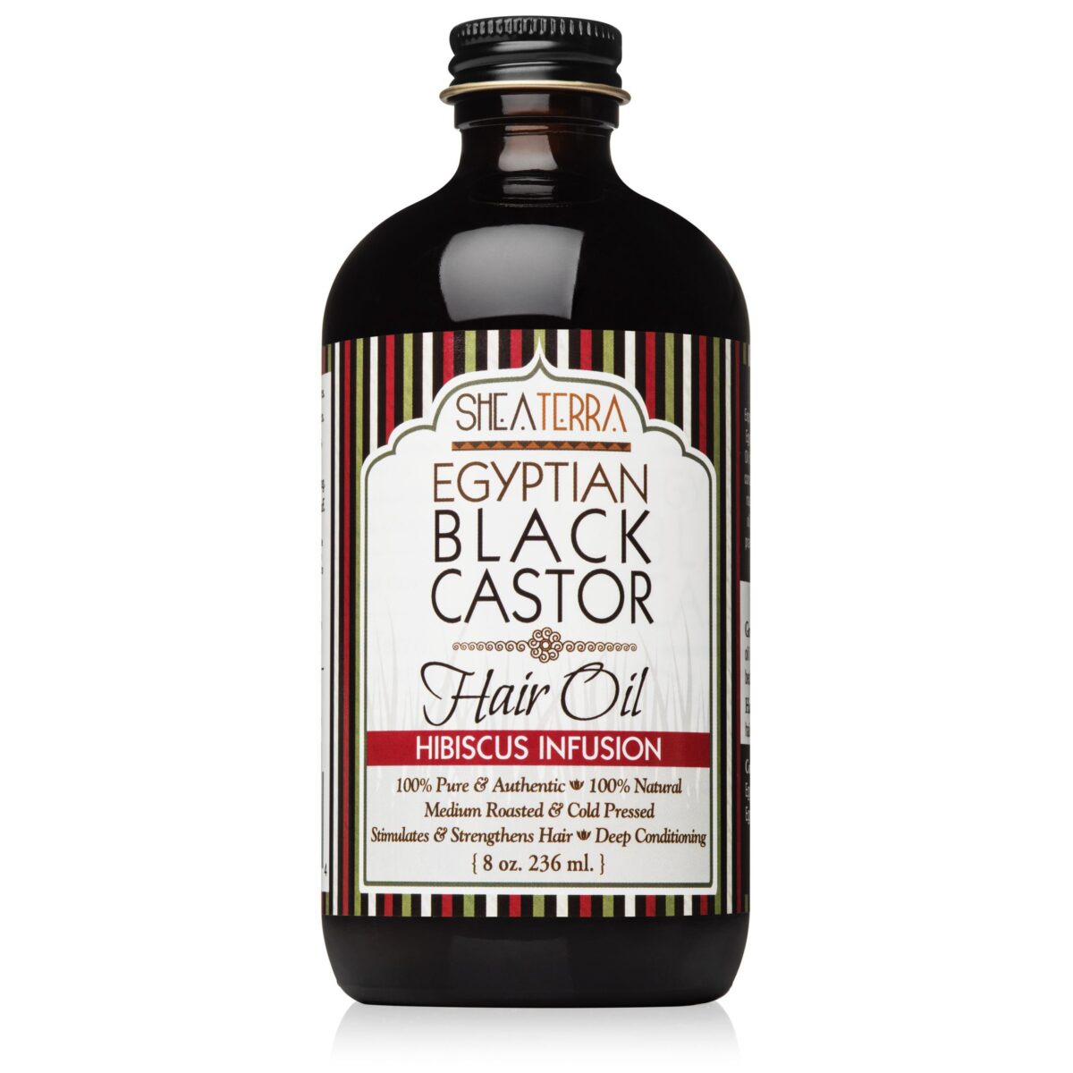 shea terra black castor hibiscus Shea Terra, Repair & Grow Hair Oil, Egyptian Black Castor, Hibiscus Infusion (236 ml) - Image 1