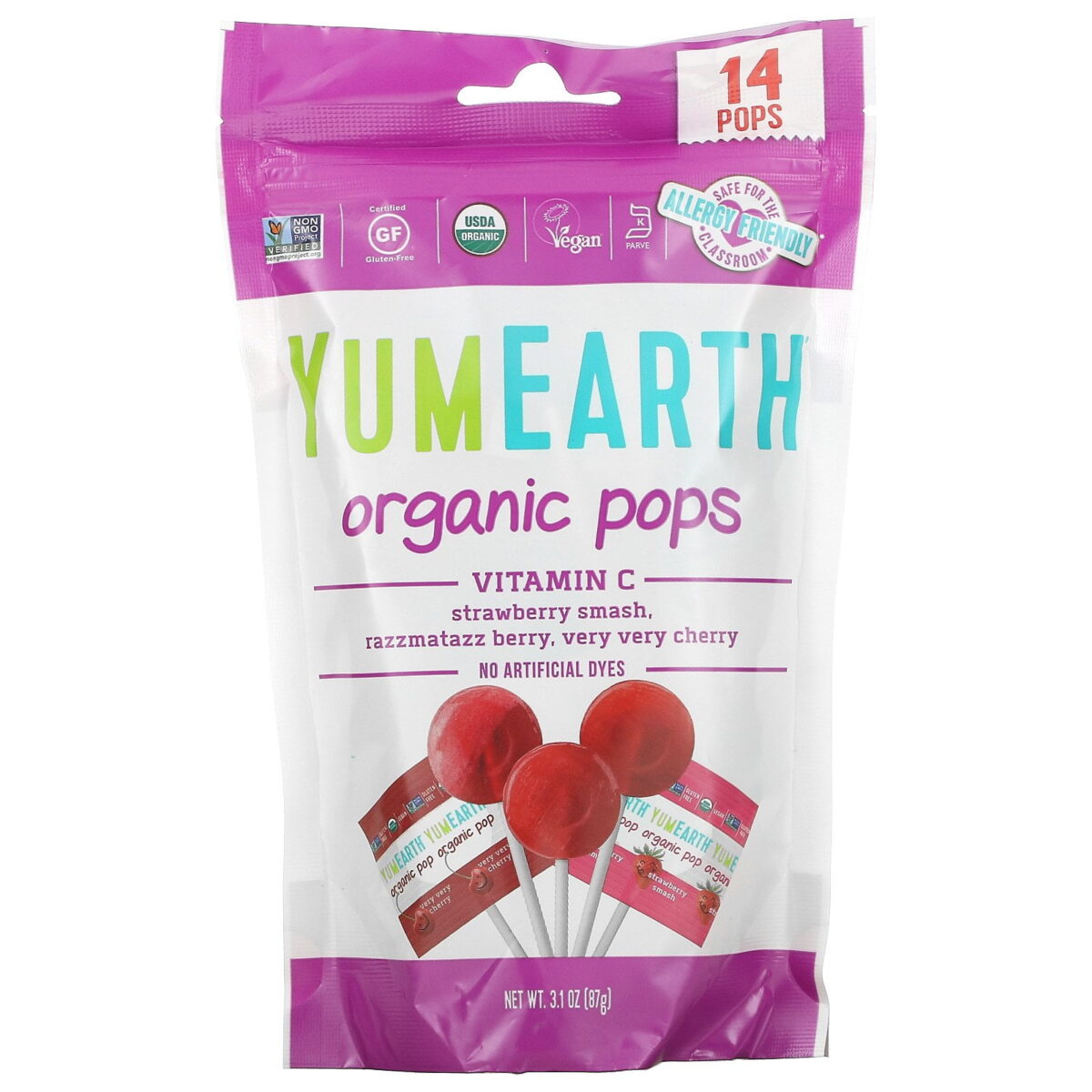 YumEarth, Organic Pops, Vitamin C, Assorted Flavors (14 Pops) - Image 1